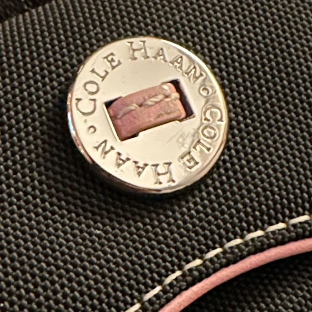 Cole Haan Black Nylon & Pink Leather Shoulder Bag